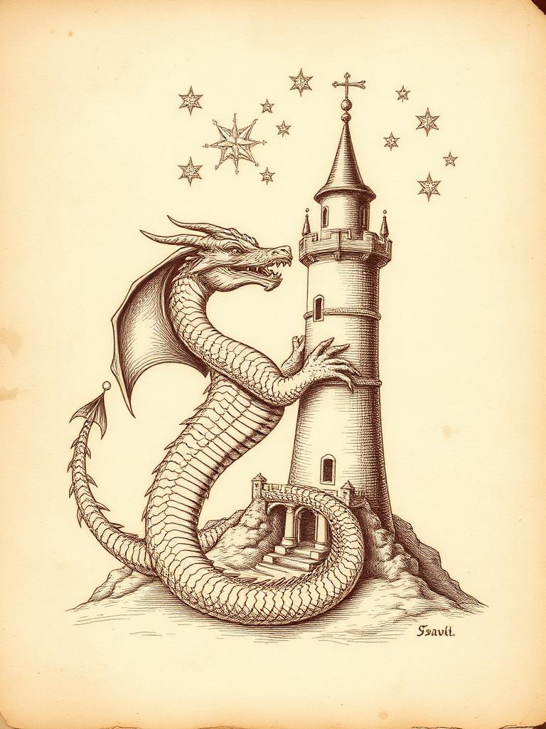 Vintage engraving representing Fantasy